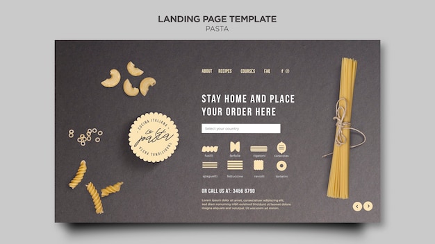 Kostenlose PSD pasta shop landingpage vorlage