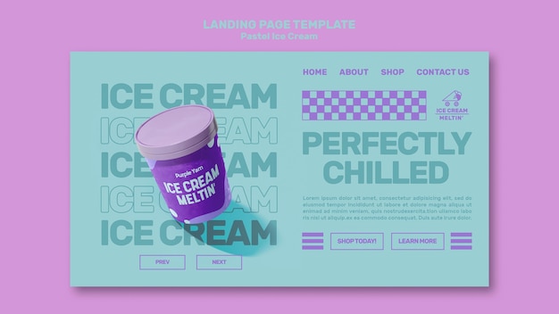 Kostenlose PSD pastell eis landing page vorlage