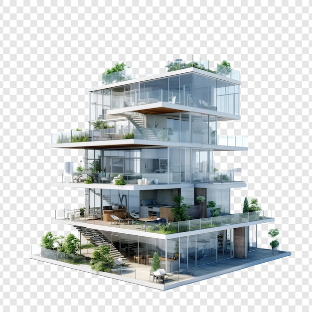 Penthouse-haus isoliert auf transparentem hintergrund