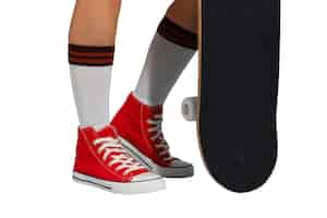 Kostenlose PSD person mit skateboard und schuhen