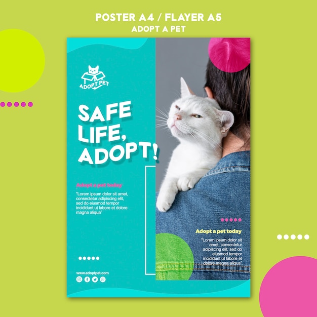 Kostenlose PSD pet adoption poster vorlage design