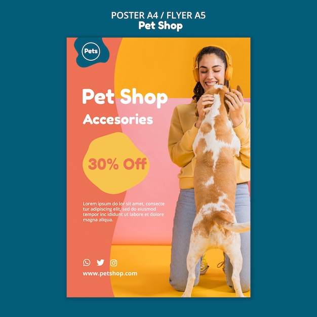 Kostenlose PSD pet shop poster vorlage