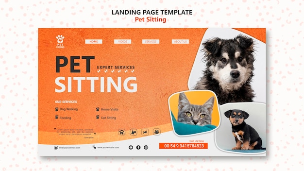 Pet sitting konzept landingpage vorlage