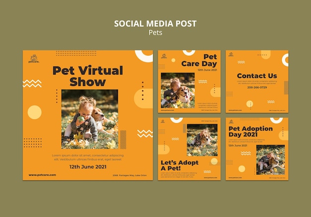 Kostenlose PSD pet virtual show social media post