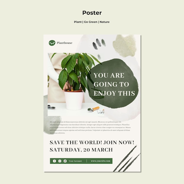 Pflanze gehen grünes Naturplakat