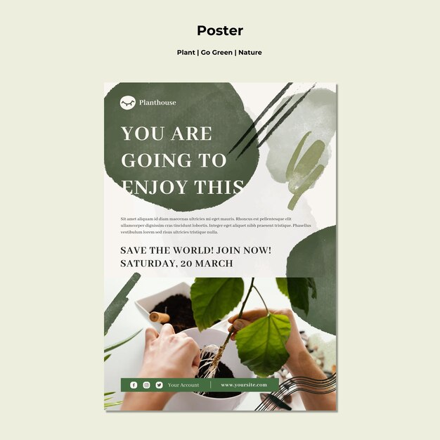 Pflanze gehen grünes Naturplakat