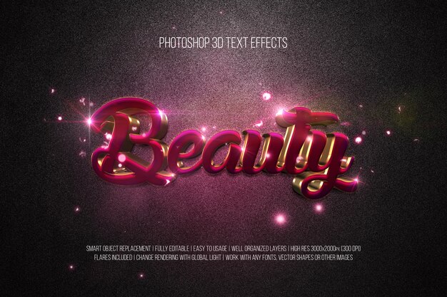 Premium Vorlage Photoshop 3d Texteffekte Schonheit