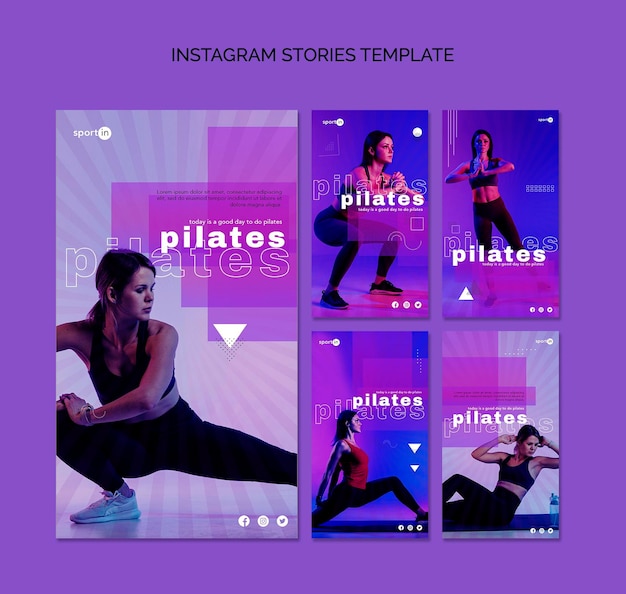 Kostenlose PSD pilates training instagram geschichten vorlage