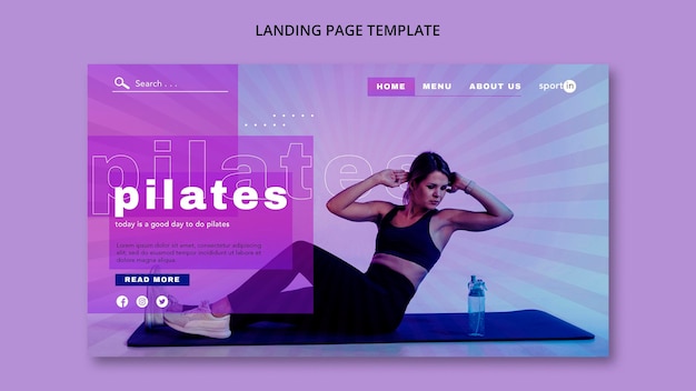 Kostenlose PSD pilates training landing page vorlage