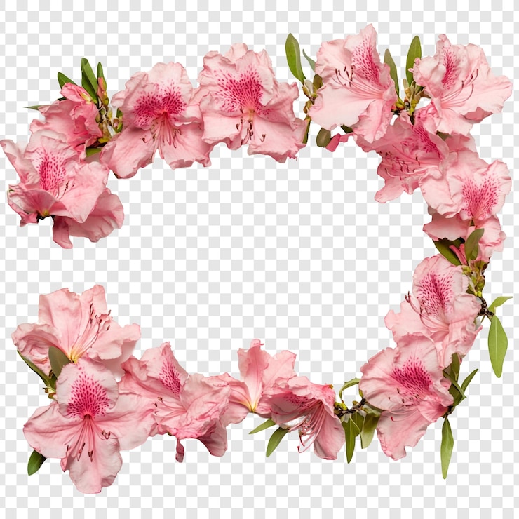 Kostenlose PSD pink azalea blumenrahmen ein zartes und romantisches blütenrand