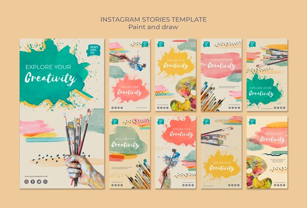 Pinsel und Farben instagram Geschichten