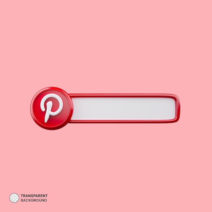 Kostenlose PSD pinterest-suchleistensymbol isolierte 3d-darstellung
