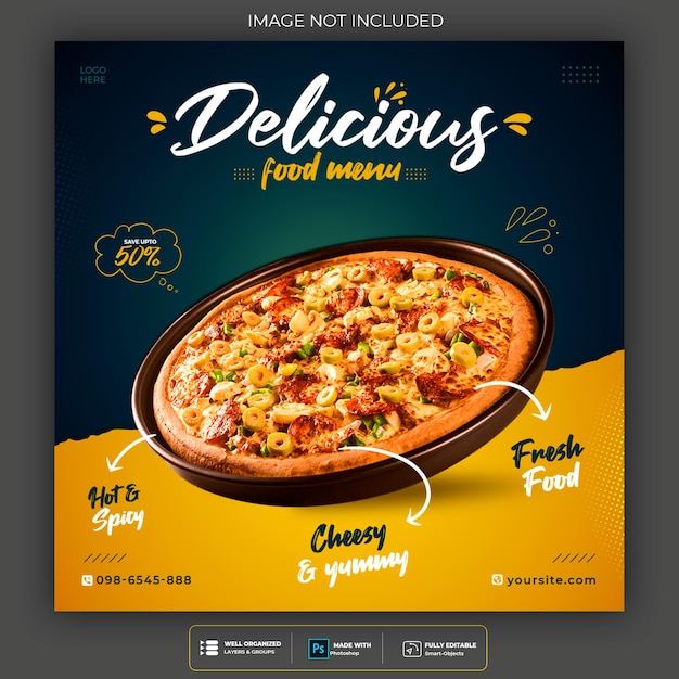 Pizza essen social media banner post vorlage