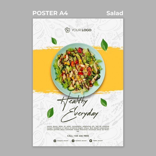 Plakat für gesundes Salatmittagessen