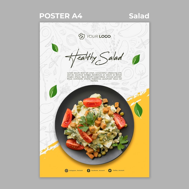 Plakat für gesundes Salatmittagessen