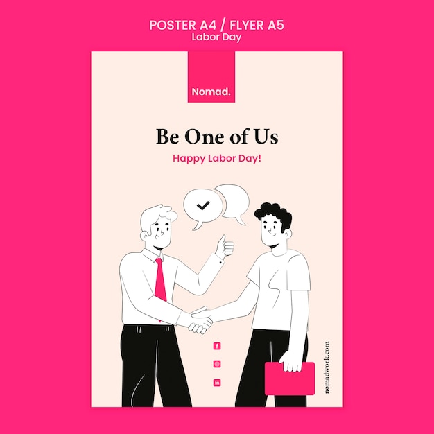Plakat zum Tag der Arbeit mit Illustration