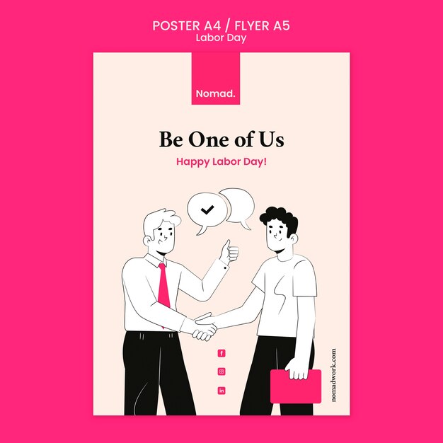 Plakat zum Tag der Arbeit mit Illustration