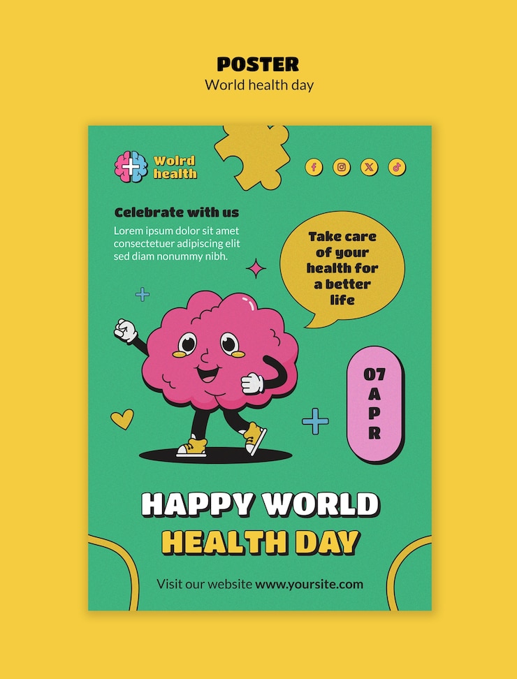 Kostenlose PSD plakat zur feier des weltgesundheitstages