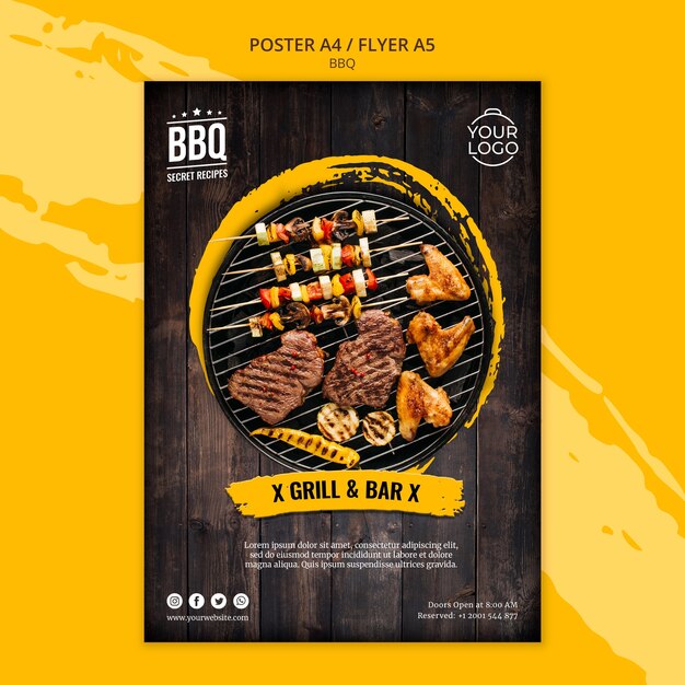 Plakatkonzeptschablone mit Grill