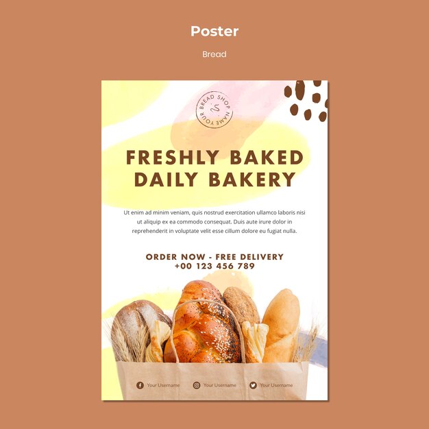 Plakatschablone frisch gebackene tägliche Bäckerei