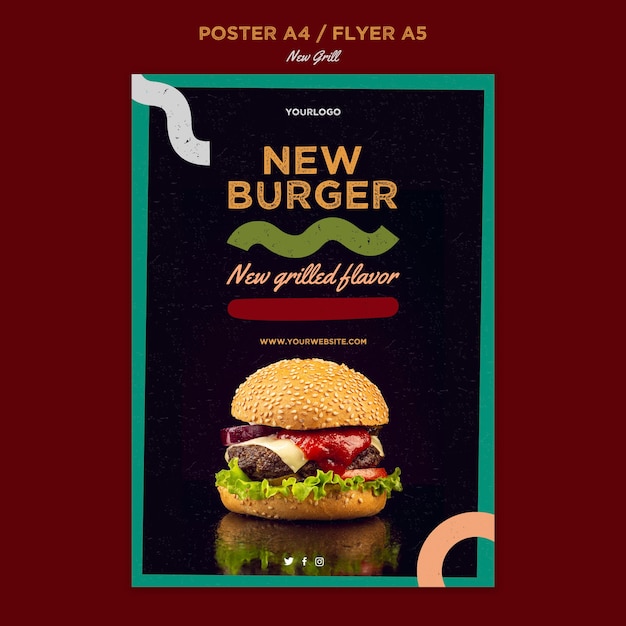 Plakatschablone für Burger-Restaurant