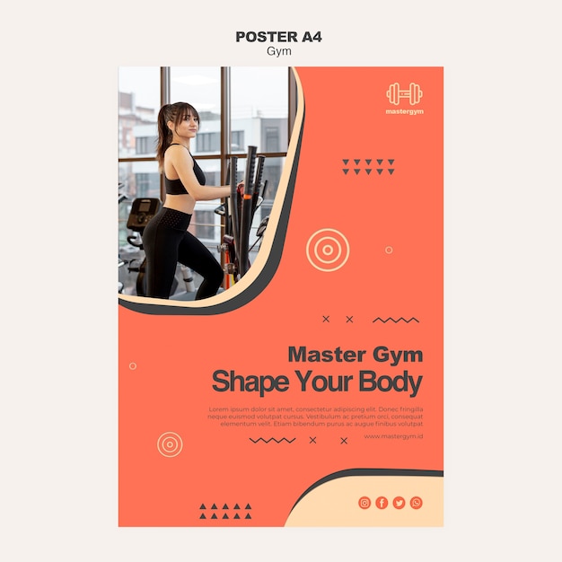 Plakatschablone für das Trainieren im Fitnessstudio