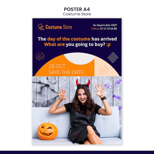 Kostenlose PSD plakatschablone für halloween-kostüme