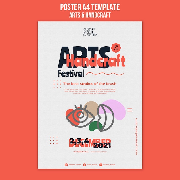 Kostenlose PSD plakatschablone für kunsthandwerksfestival