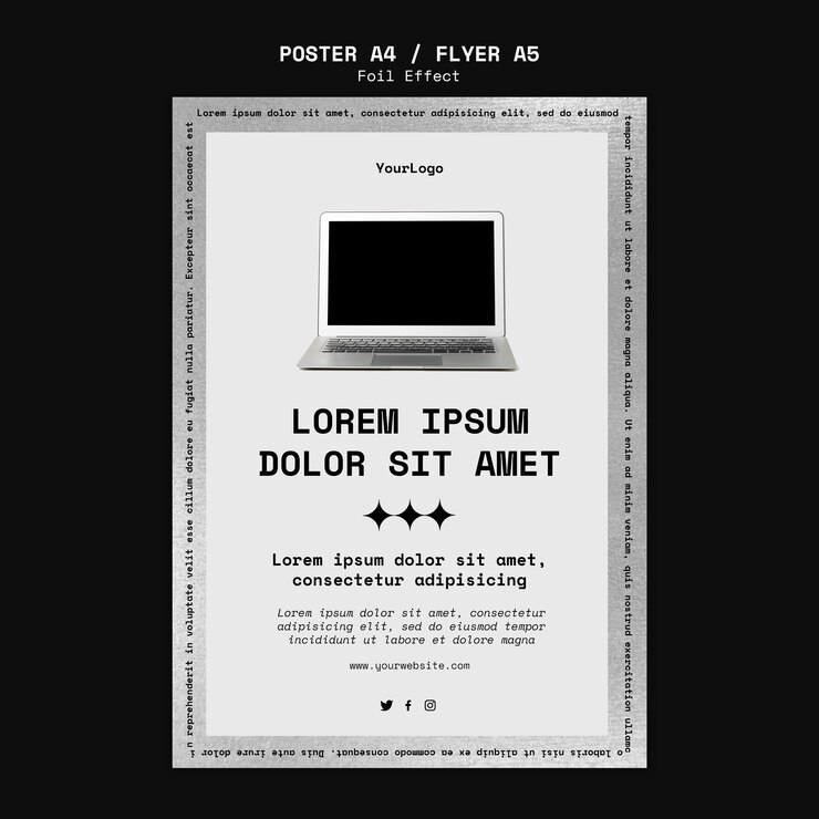 Kostenlose PSD plakatschablone für technologie mit folieneffekt