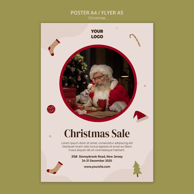 Plakatschablone für Weihnachtseinkaufsverkauf