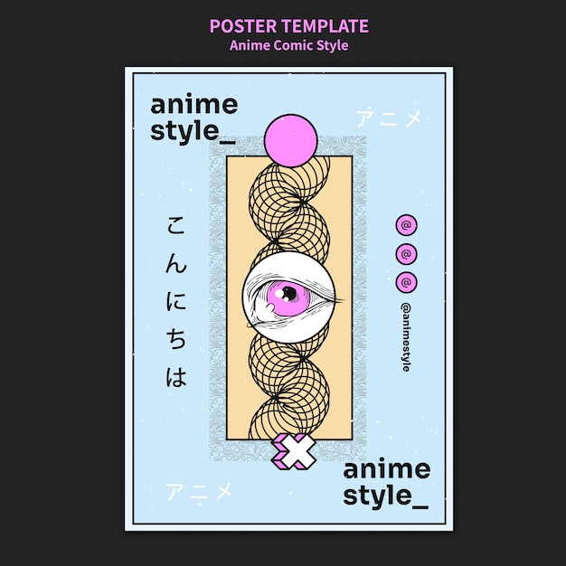 Kostenlose PSD plakatschablone im anime-comic-stil