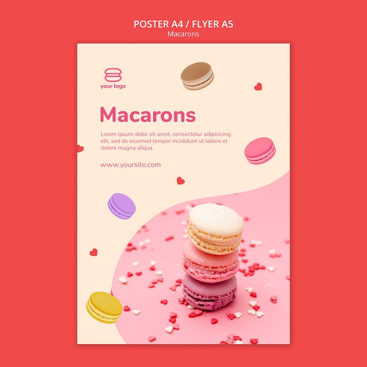 Kostenlose PSD plakatschablone mit macarons