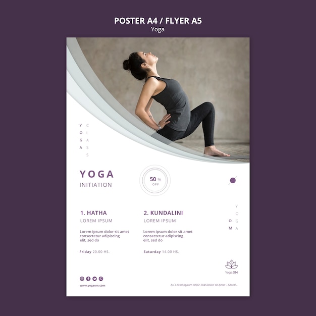 Kostenlose PSD plakatschablone mit yoga-design