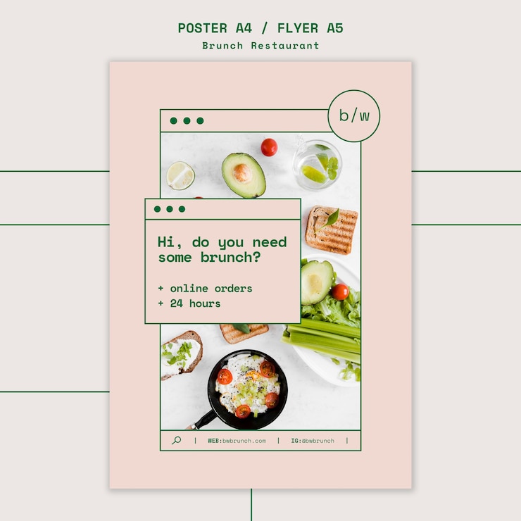 Kostenlose PSD plakatvorlage für brunch-restaurants