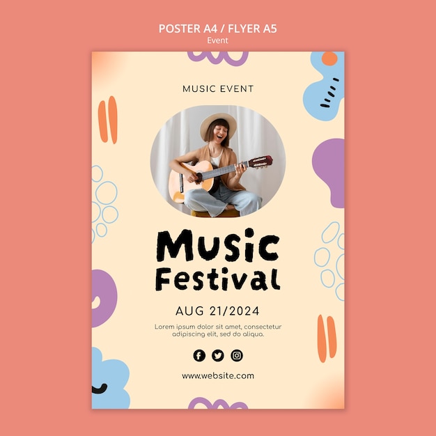 Plakatvorlage für Musikveranstaltungen im flachen Design