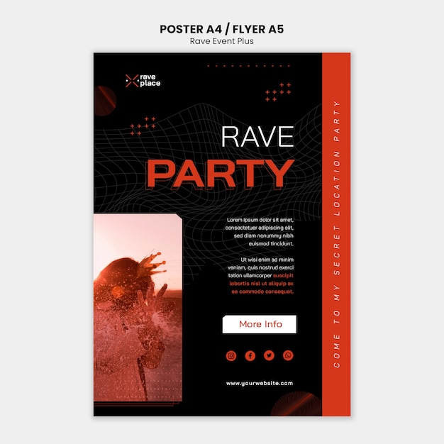 Kostenlose PSD plakatvorlage für rave-events