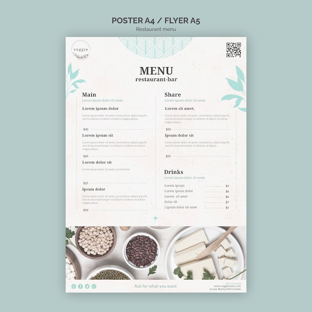 Plakatvorlage für Restaurantmenüs