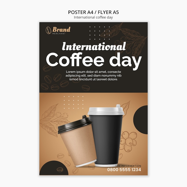 Kostenlose PSD plakatvorlage zum internationalen kaffeetag