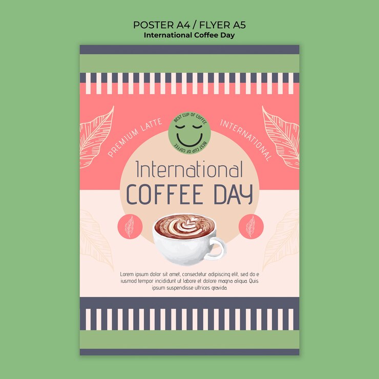 Kostenlose PSD plakatvorlage zum internationalen kaffeetag