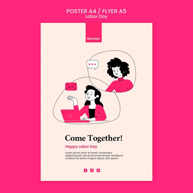 Plakatvorlage zum Tag der Arbeit mit Illustration