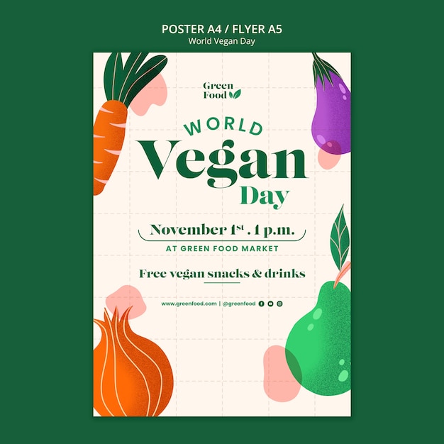 Kostenlose PSD plakatvorlage zum veganen welttag