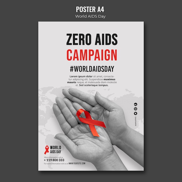 Plakatvorlage zum welt-aids-tag mit rotem band