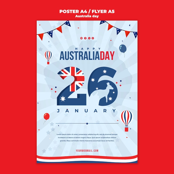 Kostenlose PSD plakatvorlage zur feier des australischen tages