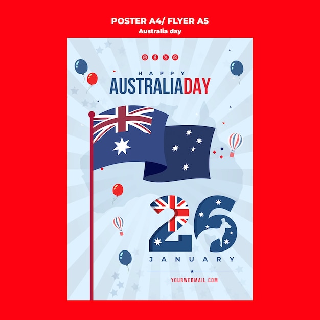Kostenlose PSD plakatvorlage zur feier des australischen tages
