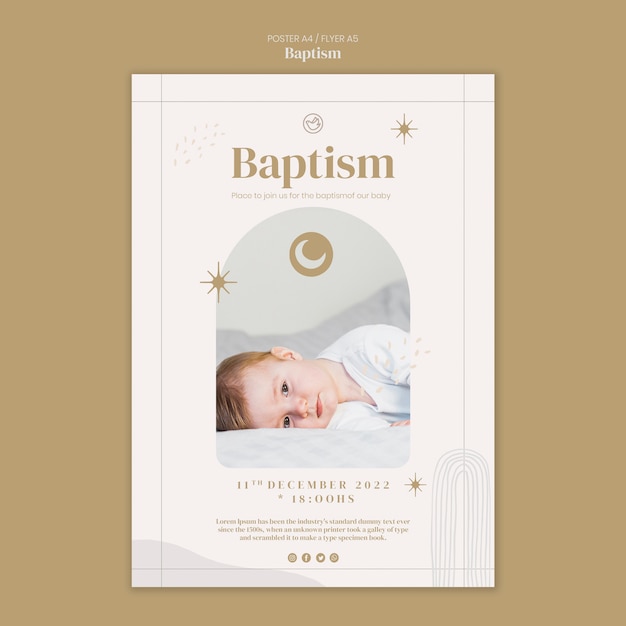 Kostenlose PSD plakatvorlage zur neugeborenen taufe