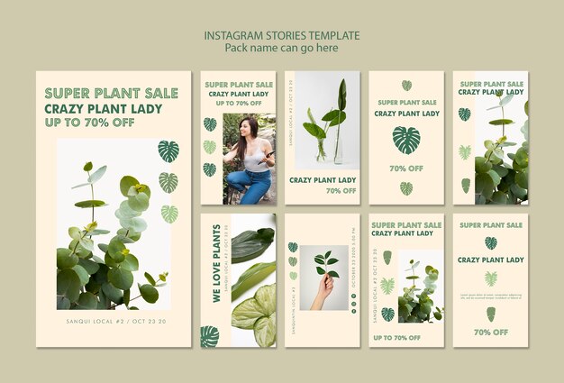 Plant Lady Konzept Instagram Geschichten