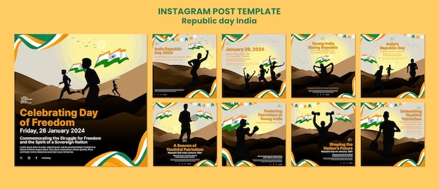 Kostenlose PSD platte design-instagram-posts zum tag der republik