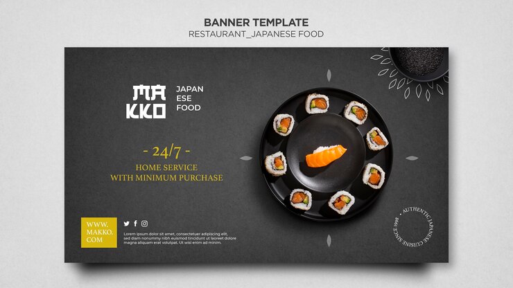 Kostenlose PSD platte mit sushi-banner-webschablone