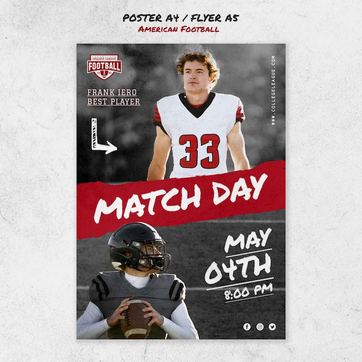 Kostenlose PSD plattes design american football poster-vorlage