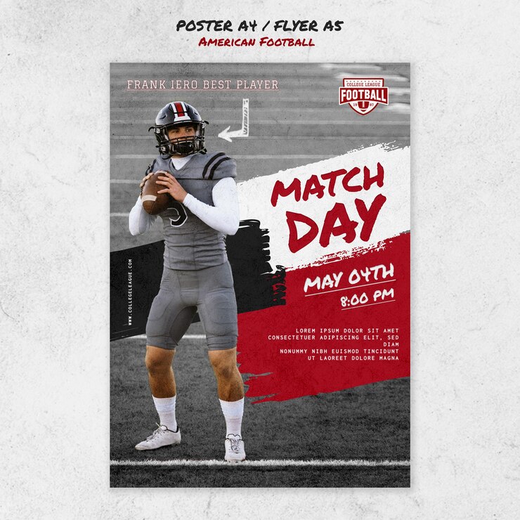 Kostenlose PSD plattes design american football poster-vorlage